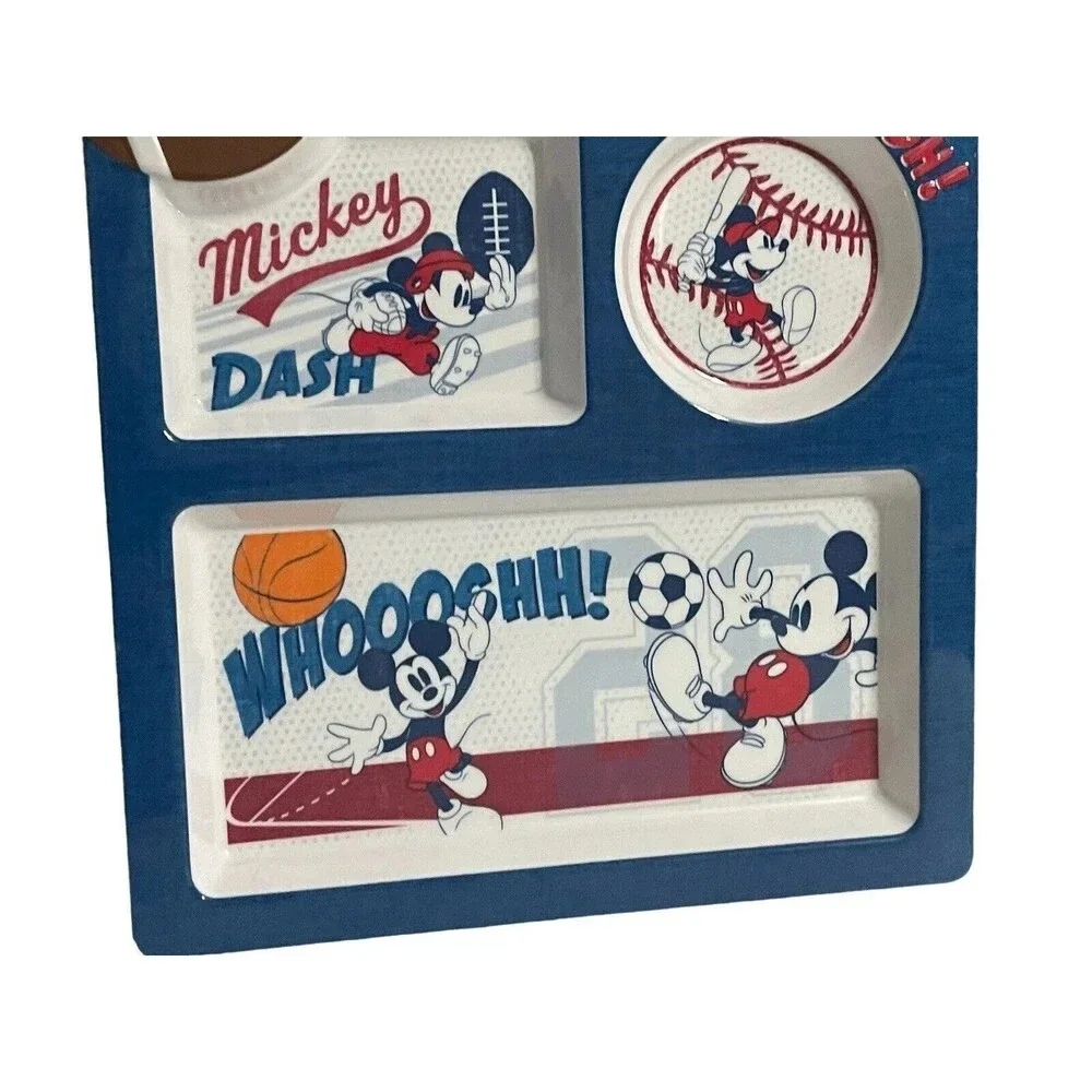 Disney Mickey Mouse Blue 3 Compartment Melamine Sports Plate